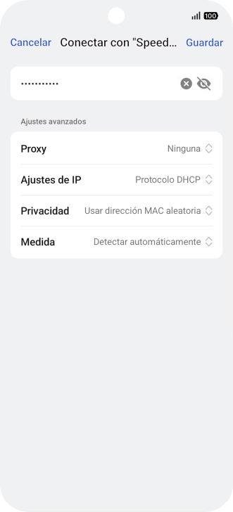 Introduce la contraseña de la red wifi y pulsa Guardar.