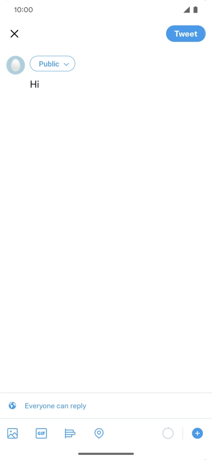 Write the required text and press Tweet.
