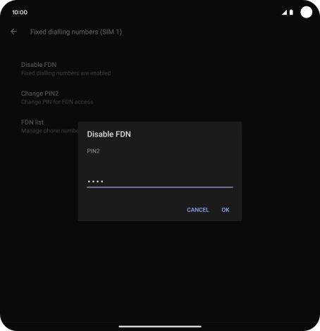 Key in your PIN2 and press OK. The default PIN2 is 1111.