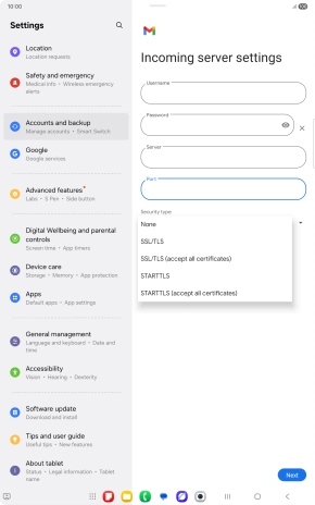 Press SSL/TLS. Press SSL/TLS.