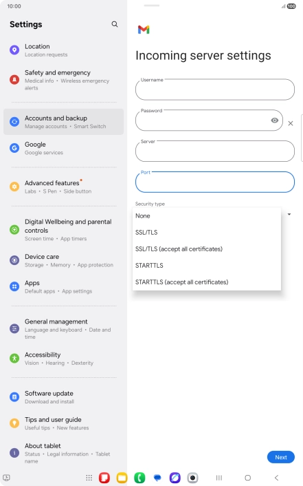 Press SSL/TLS. Press SSL/TLS.