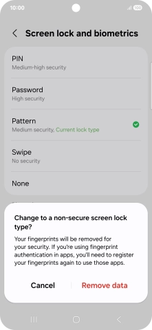 Press Remove data.