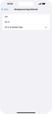To turn off background refresh of apps, press Off. To turn off background refresh of apps, press Off.