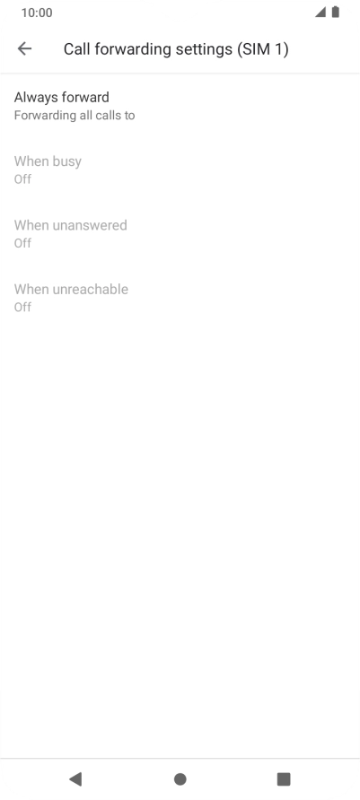 Press the required divert type. Press the required divert type.