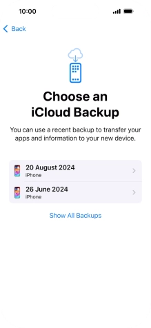 Press the required backup and your phone restores the content of the selected backup. Subsequently, follow the instructions on the screen to set up your phone and prepare it for use. Press the required backup and your phone restores the content of the selected backup. Subsequently, follow the instructions on the screen to set up your phone and prepare it for use.