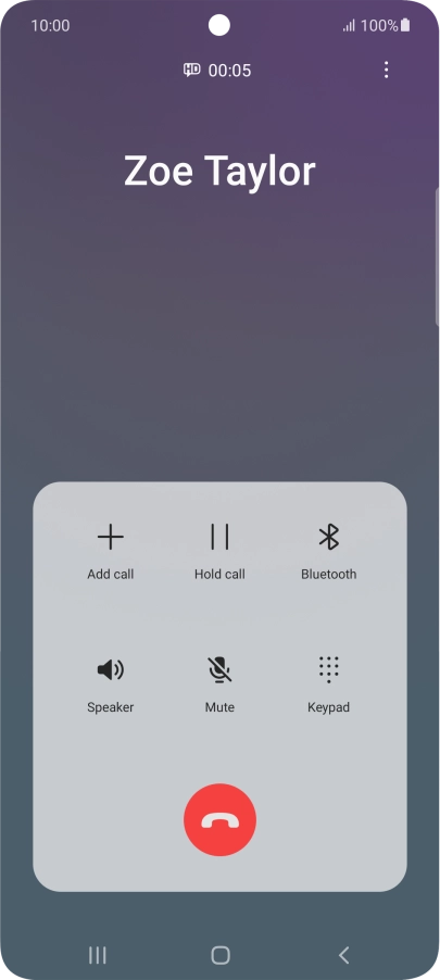 Press the end call icon.