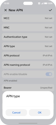 Key in default and press OK. Key in default and press OK.
