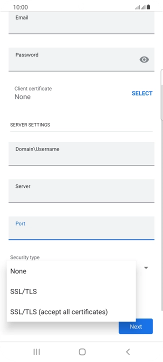 Press the required setting.