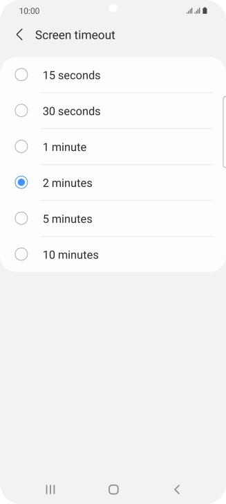 Press the required setting. Press the required setting.