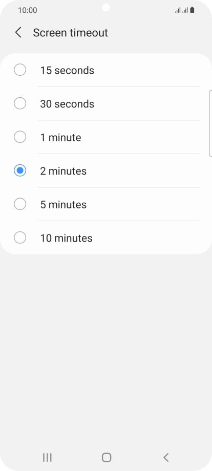 Press the required setting. Press the required setting.
