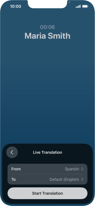 Press Start Translation to use Live Translation during your call.