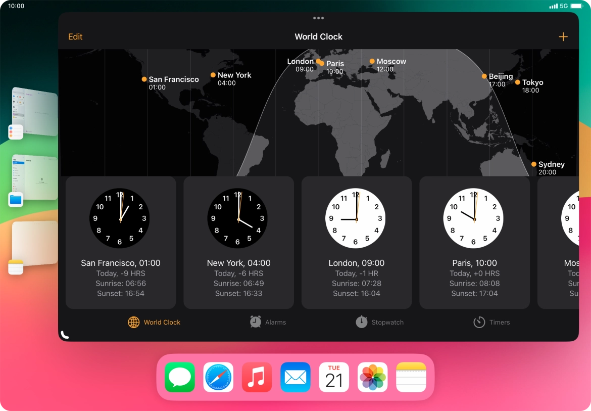The active application is displayed at the centre of the screen.
