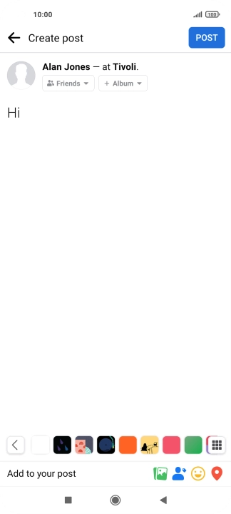 Write the required text and press POST.