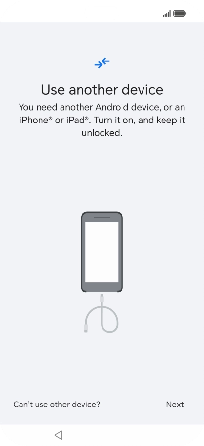 Press Can't use other device?. Press Can't use other device?.
