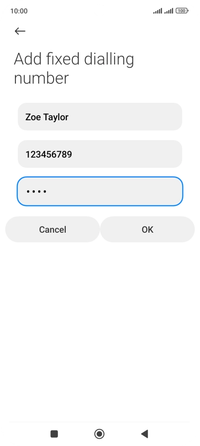 Key in your PIN2 and press OK. The default PIN2 is 1111.