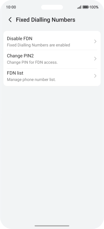 Press Disable FDN. Press Disable FDN.