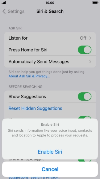 Press Enable Siri. Press Enable Siri.