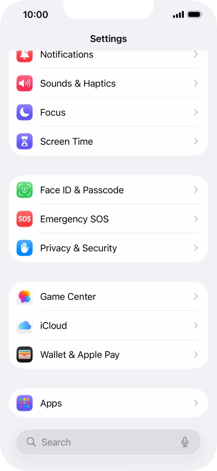 Press Face ID & Passcode.