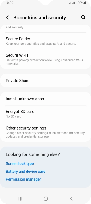 Press Other security settings. Press Other security settings.