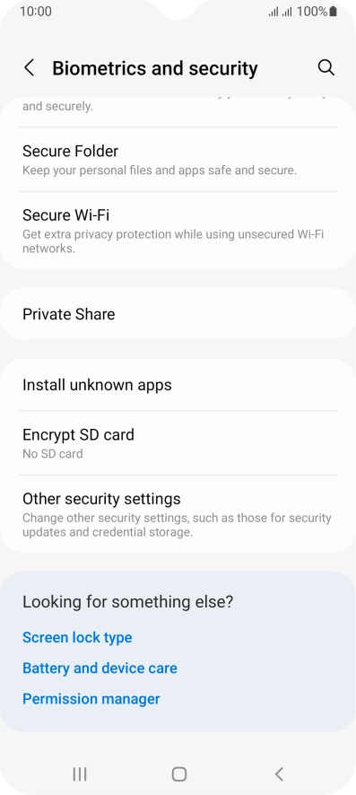 Press Other security settings. Press Other security settings.