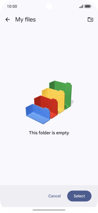 To create a new folder, press the new folder icon and follow the instructions on the screen to create a new folder.