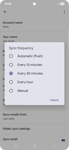 Press the required setting.
