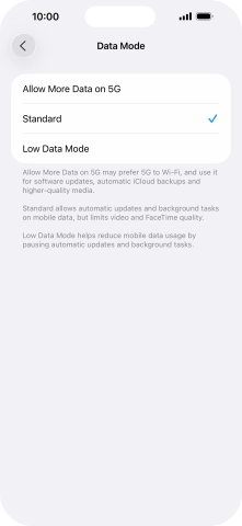 Press the required setting. Press the required setting.
