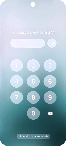 Si tu tarjeta SIM está bloqueada, introduce el código PIN y pulsa la flecha hacia la derecha.
