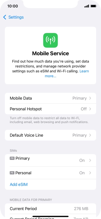 Press Mobile Data.