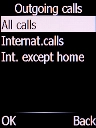 Select the required barring type and press the Left selection key.