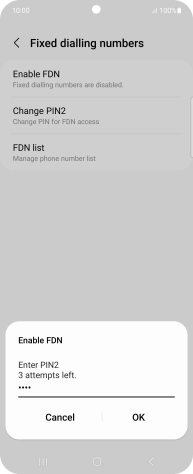Key in your PIN2 and press OK. The default PIN2 is 1111.