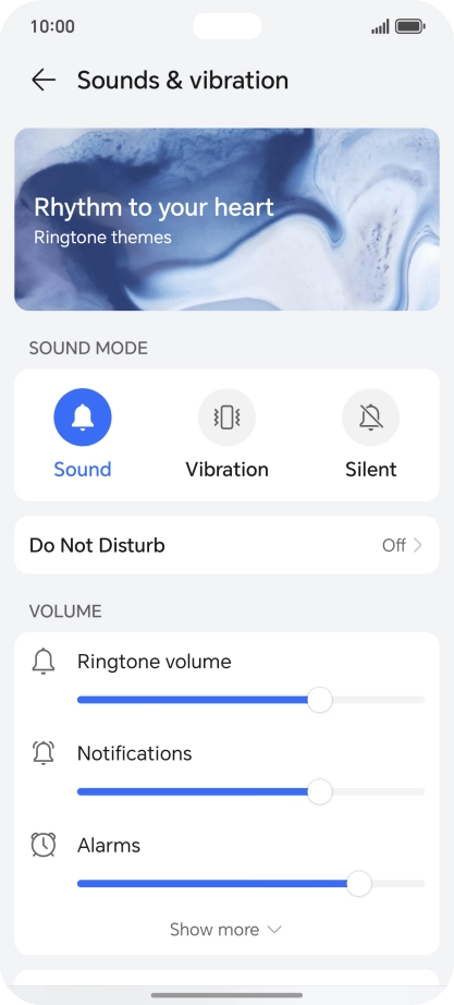 Press the required setting below 