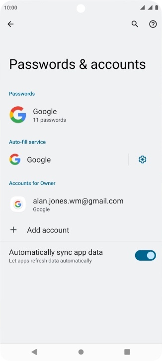 Press the required account.