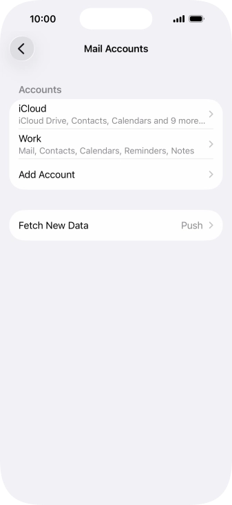 Press the name of the Exchange email account you've just set up.