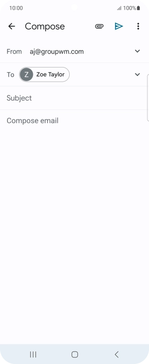 Press Subject and key in the subject for the email message.