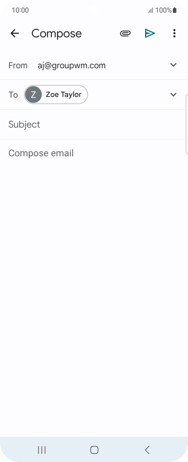 Press Subject and key in the subject for the email message.