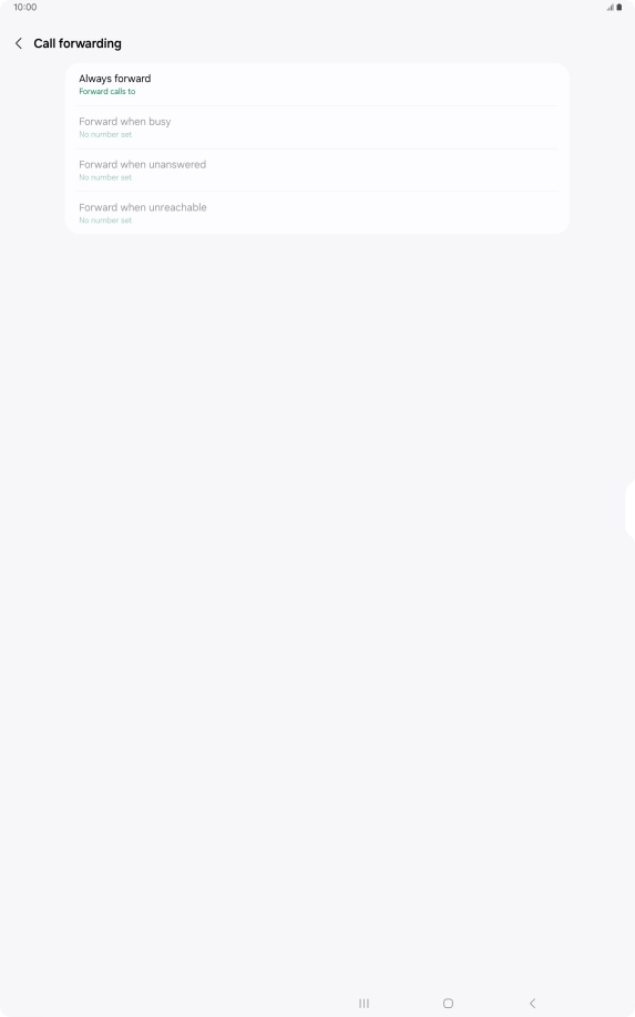Press the required divert type. Press the required divert type.