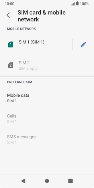 Press the name of the SIM.
