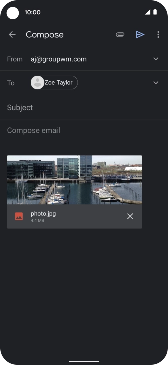 Press Subject and write the subject of your email message. Press Subject and write the subject of your email message.