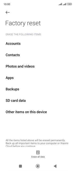Press Erase all data. Press Erase all data.