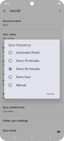 Press the required setting.