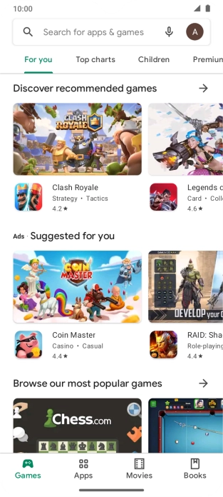 Press the search field.