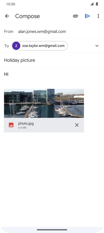 Press the send icon when you've finished your email message.