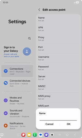 Key in Vodafone Internet and press OK.