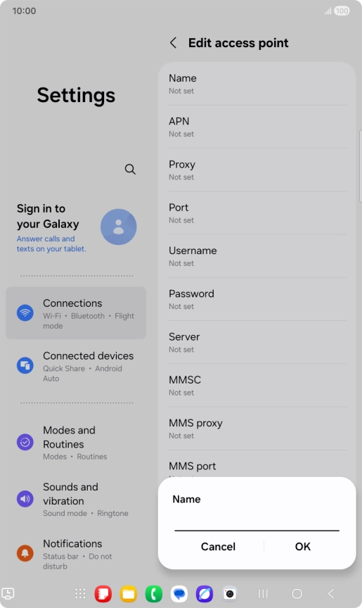 Key in Vodafone Internet and press OK.