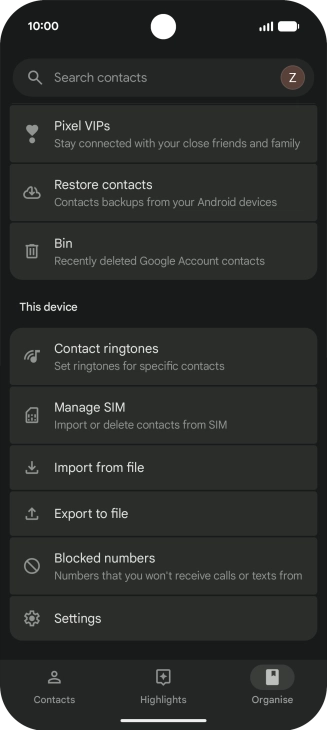 Press Manage SIM. Press Manage SIM.