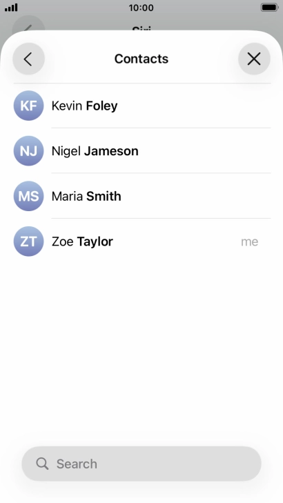 Press the required contact. Press the required contact.
