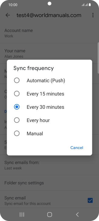 Press the required setting. Press the required setting.