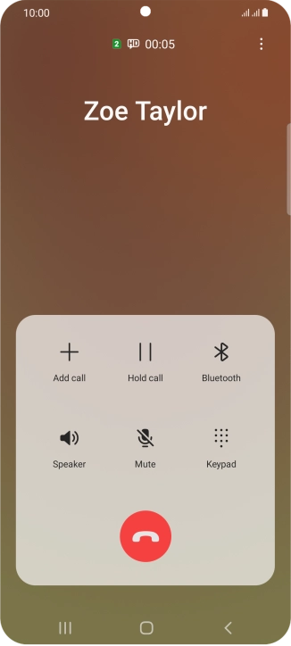 Press the end call icon. Press the end call icon.