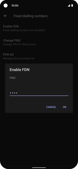 Key in your PIN2 and press OK. The default PIN2 is 1111.